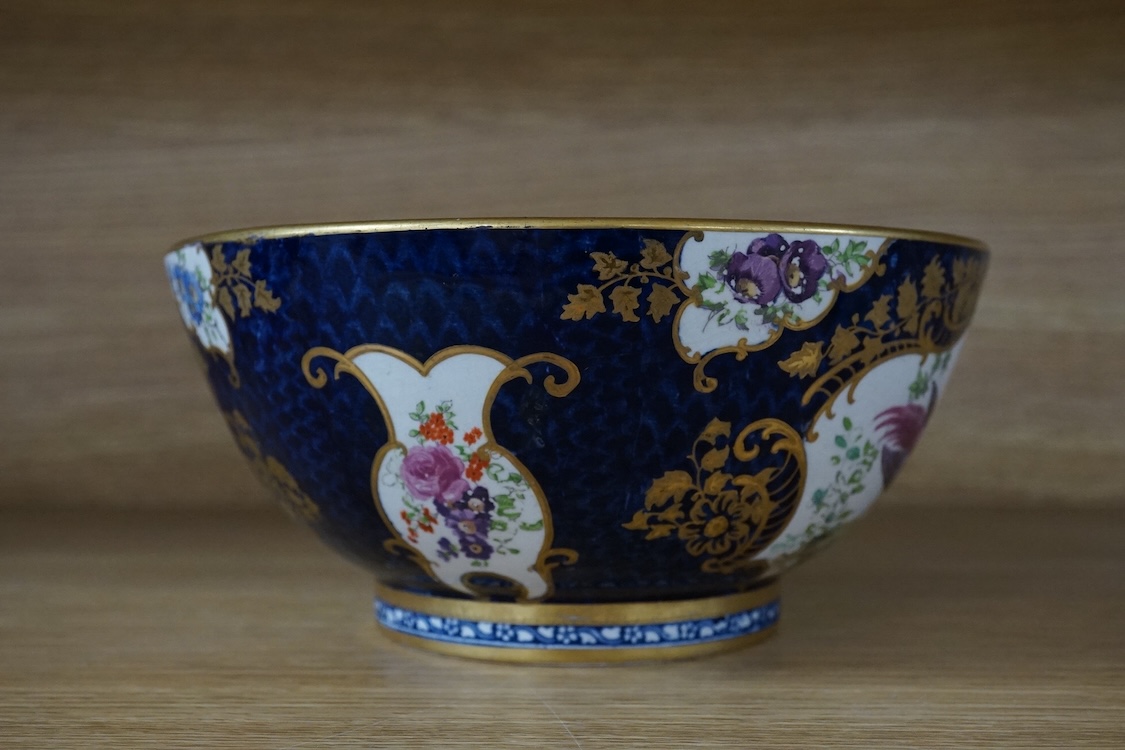 A Booths scale blue ground bowl, 20cm diameter